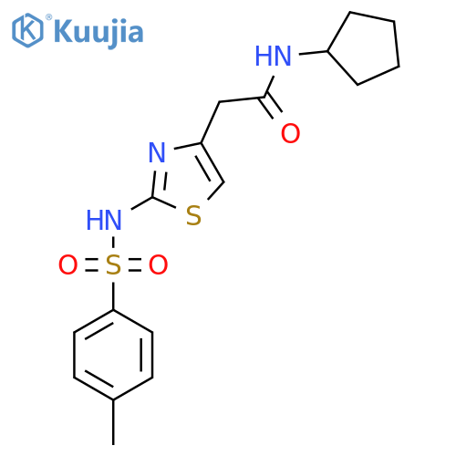 N-cyclopentyl-2-2-(4-methylbenzenesulfonamido)-1,3-thiazol-4-ylacetamide structure