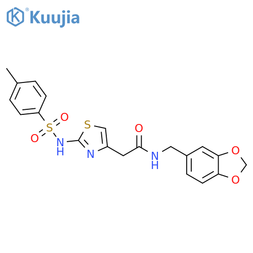 N-(2H-1,3-benzodioxol-5-yl)methyl-2-2-(4-methylbenzenesulfonamido)-1,3-thiazol-4-ylacetamide structure