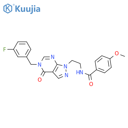 N-(2-{5-(3-fluorophenyl)methyl-4-oxo-1H,4H,5H-pyrazolo3,4-dpyrimidin-1-yl}ethyl)-4-methoxybenzamide structure