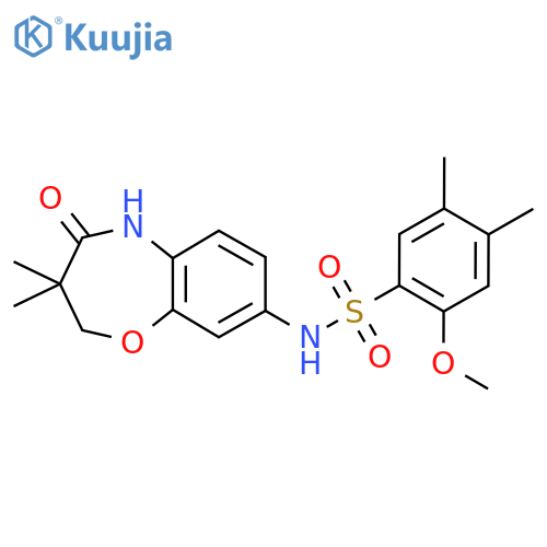 N-(3,3-dimethyl-4-oxo-2,3,4,5-tetrahydro-1,5-benzoxazepin-8-yl)-2-methoxy-4,5-dimethylbenzene-1-sulfonamide structure