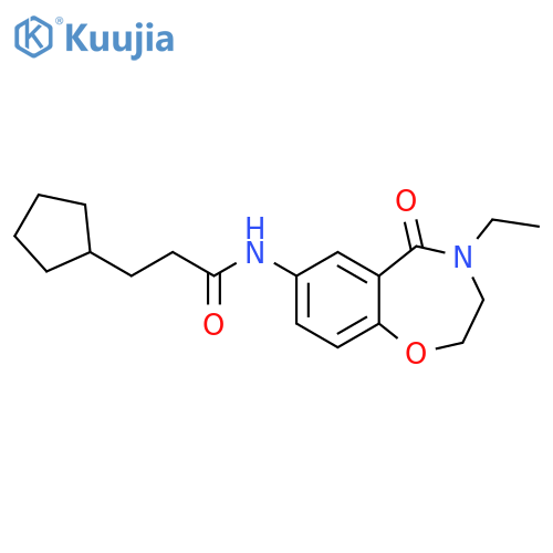 3-cyclopentyl-N-(4-ethyl-5-oxo-2,3,4,5-tetrahydro-1,4-benzoxazepin-7-yl)propanamide structure