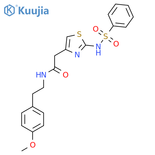 2-(2-benzenesulfonamido-1,3-thiazol-4-yl)-N-2-(4-methoxyphenyl)ethylacetamide structure