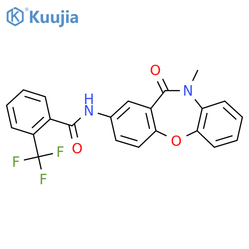 N-{9-methyl-10-oxo-2-oxa-9-azatricyclo9.4.0.0^{3,8}pentadeca-1(11),3(8),4,6,12,14-hexaen-13-yl}-2-(trifluoromethyl)benzamide structure