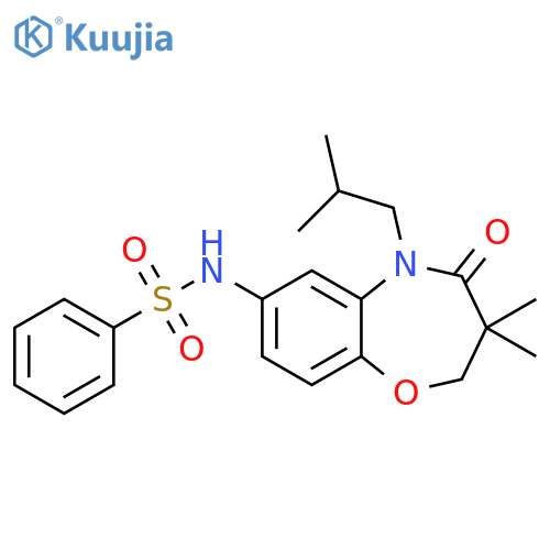 N-3,3-dimethyl-5-(2-methylpropyl)-4-oxo-2,3,4,5-tetrahydro-1,5-benzoxazepin-7-ylbenzenesulfonamide structure