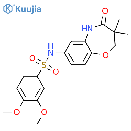 N-(3,3-dimethyl-4-oxo-2,3,4,5-tetrahydro-1,5-benzoxazepin-7-yl)-3,4-dimethoxybenzene-1-sulfonamide structure