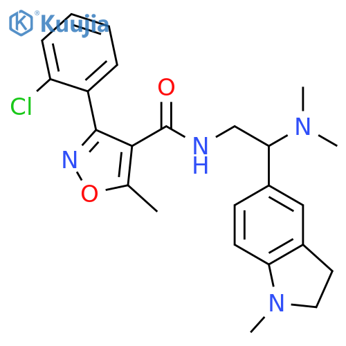 3-(2-chlorophenyl)-N-2-(dimethylamino)-2-(1-methyl-2,3-dihydro-1H-indol-5-yl)ethyl-5-methyl-1,2-oxazole-4-carboxamide structure