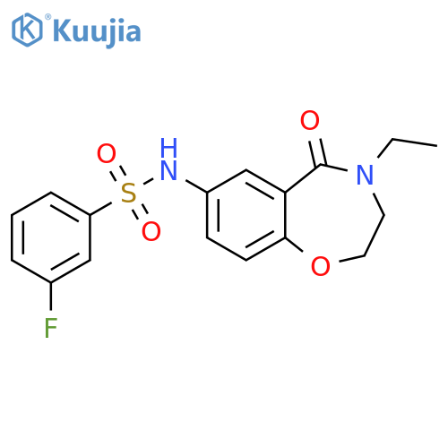 N-(4-ethyl-5-oxo-2,3,4,5-tetrahydro-1,4-benzoxazepin-7-yl)-3-fluorobenzene-1-sulfonamide structure
