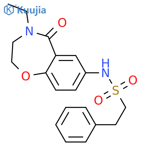 N-(4-ethyl-5-oxo-2,3,4,5-tetrahydro-1,4-benzoxazepin-7-yl)-2-phenylethane-1-sulfonamide structure