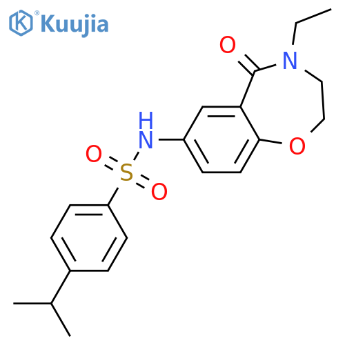 N-(4-ethyl-5-oxo-2,3,4,5-tetrahydro-1,4-benzoxazepin-7-yl)-4-(propan-2-yl)benzene-1-sulfonamide structure