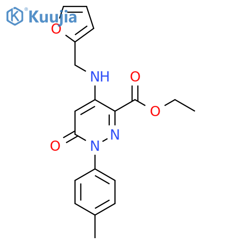 ethyl 4-{(furan-2-yl)methylamino}-1-(4-methylphenyl)-6-oxo-1,6-dihydropyridazine-3-carboxylate structure