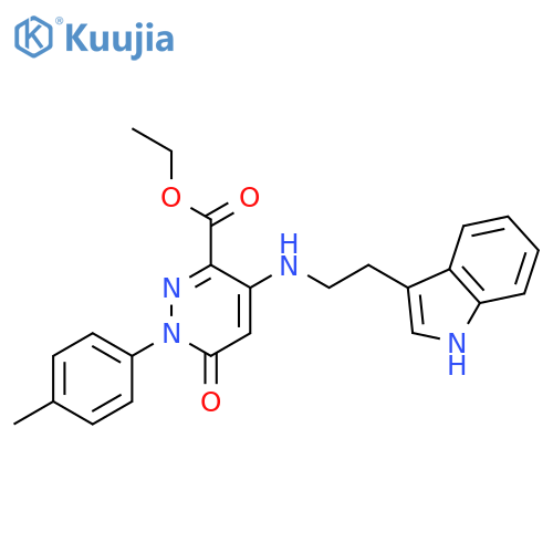 ethyl 4-{2-(1H-indol-3-yl)ethylamino}-1-(4-methylphenyl)-6-oxo-1,6-dihydropyridazine-3-carboxylate structure