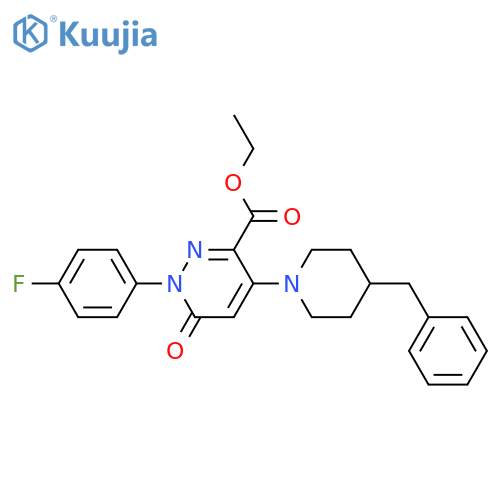 ethyl 4-(4-benzylpiperidin-1-yl)-1-(4-fluorophenyl)-6-oxo-1,6-dihydropyridazine-3-carboxylate structure