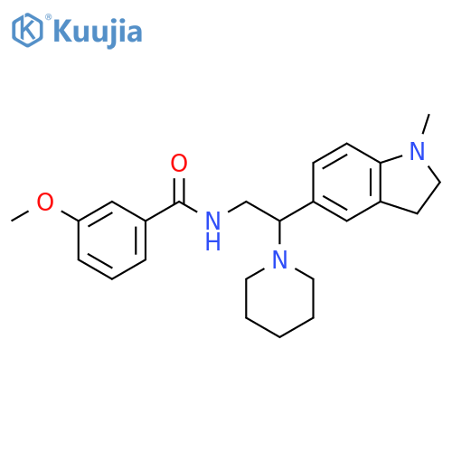 3-methoxy-N-2-(1-methyl-2,3-dihydro-1H-indol-5-yl)-2-(piperidin-1-yl)ethylbenzamide structure