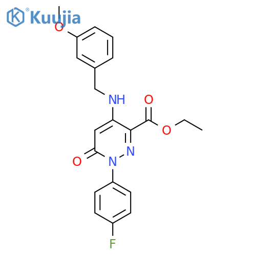ethyl 1-(4-fluorophenyl)-4-{(3-methoxyphenyl)methylamino}-6-oxo-1,6-dihydropyridazine-3-carboxylate structure