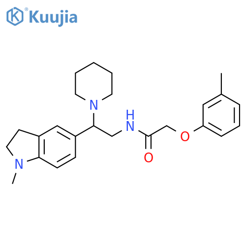 N-2-(1-methyl-2,3-dihydro-1H-indol-5-yl)-2-(piperidin-1-yl)ethyl-2-(3-methylphenoxy)acetamide structure