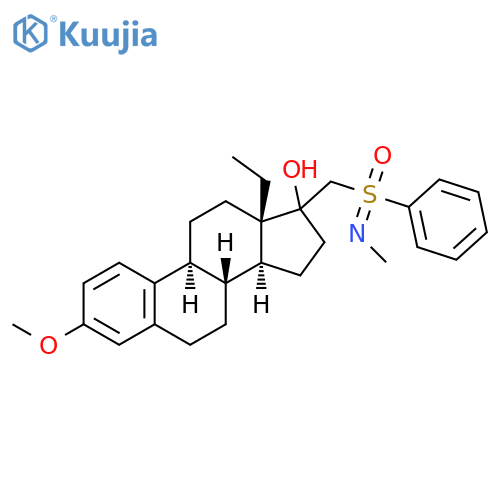 Gona-1,3,5(10)-trien-17-ol, 13-ethyl-3-methoxy-17-[(N-methyl-S-phenylsulfonimidoyl)methyl]-, (±)- structure