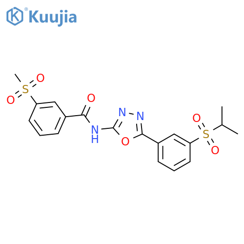 3-methanesulfonyl-N-{5-3-(propane-2-sulfonyl)phenyl-1,3,4-oxadiazol-2-yl}benzamide structure