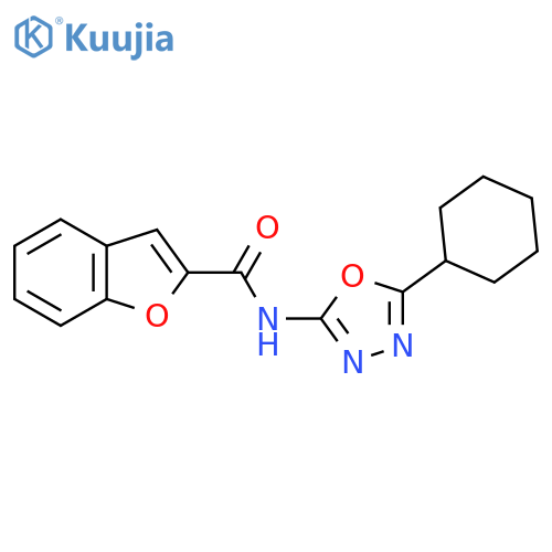 N-(5-cyclohexyl-1,3,4-oxadiazol-2-yl)-1-benzofuran-2-carboxamide structure