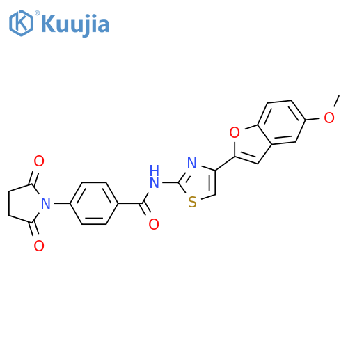 4-(2,5-dioxopyrrolidin-1-yl)-N-4-(5-methoxy-1-benzofuran-2-yl)-1,3-thiazol-2-ylbenzamide structure