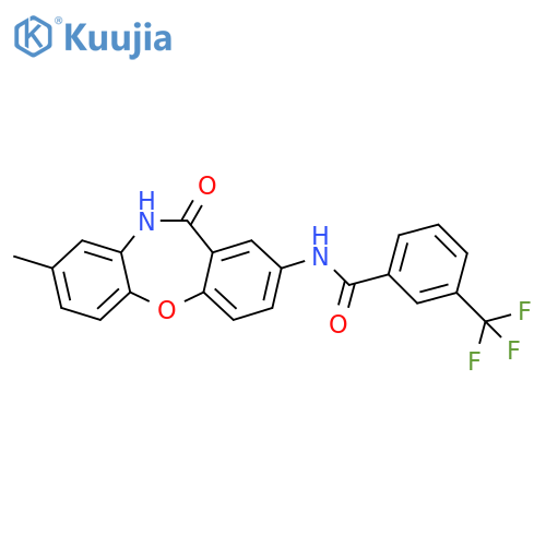 N-{6-methyl-10-oxo-2-oxa-9-azatricyclo9.4.0.0^{3,8}pentadeca-1(11),3(8),4,6,12,14-hexaen-13-yl}-3-(trifluoromethyl)benzamide structure