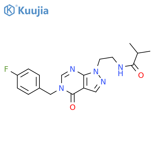 N-(2-{5-(4-fluorophenyl)methyl-4-oxo-1H,4H,5H-pyrazolo3,4-dpyrimidin-1-yl}ethyl)-2-methylpropanamide structure