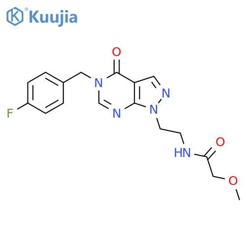N-(2-{5-(4-fluorophenyl)methyl-4-oxo-1H,4H,5H-pyrazolo3,4-dpyrimidin-1-yl}ethyl)-2-methoxyacetamide structure