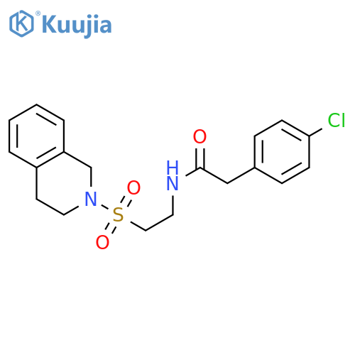 2-(4-chlorophenyl)-N-2-(1,2,3,4-tetrahydroisoquinoline-2-sulfonyl)ethylacetamide structure