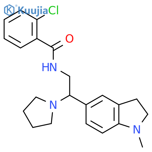 2-chloro-N-2-(1-methyl-2,3-dihydro-1H-indol-5-yl)-2-(pyrrolidin-1-yl)ethylbenzamide structure