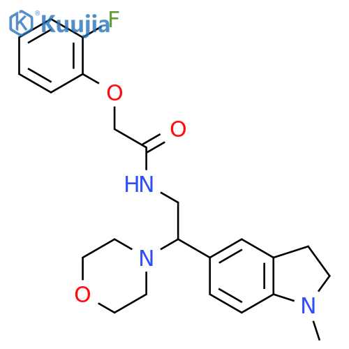 2-(2-fluorophenoxy)-N-2-(1-methyl-2,3-dihydro-1H-indol-5-yl)-2-(morpholin-4-yl)ethylacetamide structure
