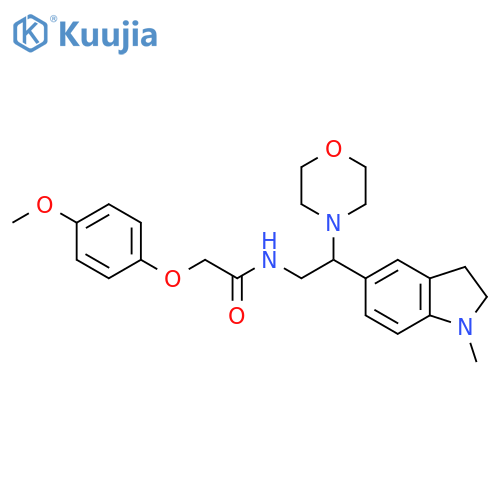 2-(4-methoxyphenoxy)-N-2-(1-methyl-2,3-dihydro-1H-indol-5-yl)-2-(morpholin-4-yl)ethylacetamide structure
