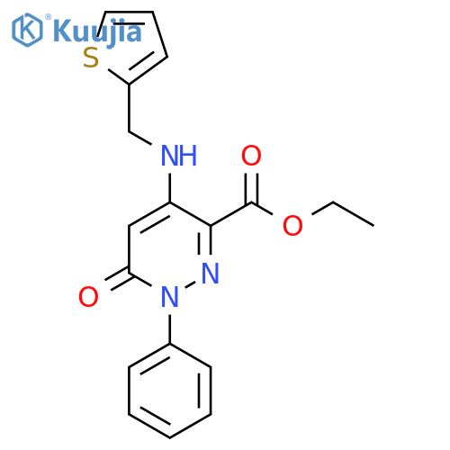 ethyl 6-oxo-1-phenyl-4-{(thiophen-2-yl)methylamino}-1,6-dihydropyridazine-3-carboxylate structure