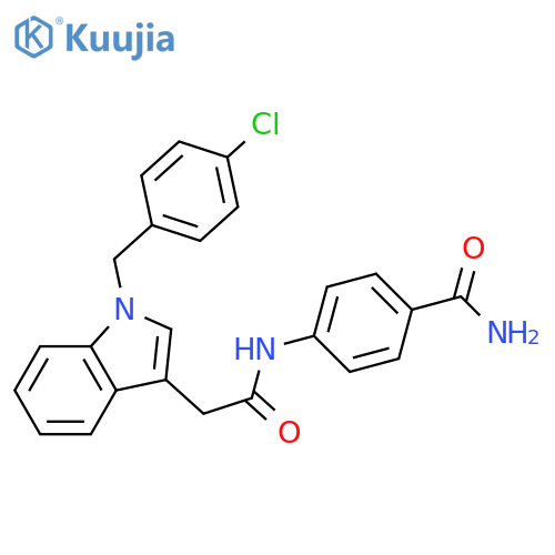 4-(2-{1-(4-chlorophenyl)methyl-1H-indol-3-yl}acetamido)benzamide structure