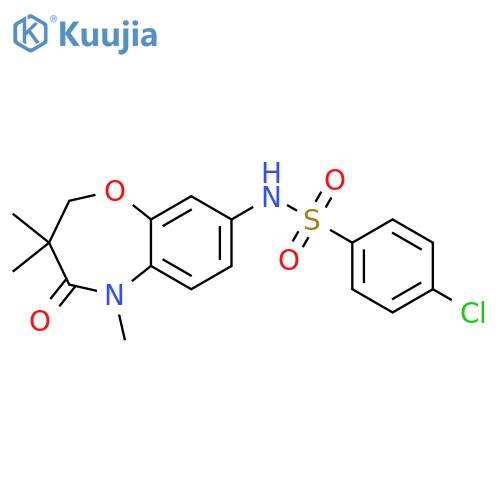 4-chloro-N-(3,3,5-trimethyl-4-oxo-2,3,4,5-tetrahydro-1,5-benzoxazepin-8-yl)benzene-1-sulfonamide structure