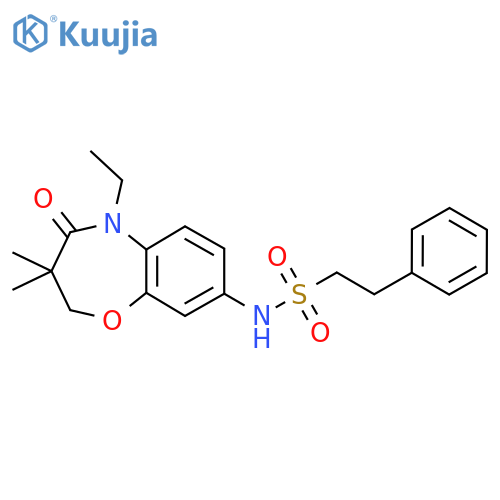 N-(5-ethyl-3,3-dimethyl-4-oxo-2,3,4,5-tetrahydro-1,5-benzoxazepin-8-yl)-2-phenylethane-1-sulfonamide structure
