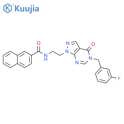 N-(2-{5-(3-fluorophenyl)methyl-4-oxo-1H,4H,5H-pyrazolo3,4-dpyrimidin-1-yl}ethyl)naphthalene-2-carboxamide structure