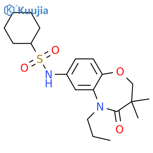 N-(3,3-dimethyl-4-oxo-5-propyl-2,3,4,5-tetrahydro-1,5-benzoxazepin-7-yl)cyclohexanesulfonamide structure