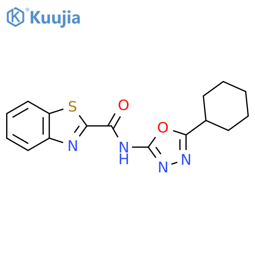 N-(5-cyclohexyl-1,3,4-oxadiazol-2-yl)-1,3-benzothiazole-2-carboxamide structure