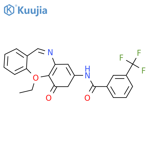 N-{9-ethyl-10-oxo-2-oxa-9-azatricyclo9.4.0.0^{3,8}pentadeca-1(11),3(8),4,6,12,14-hexaen-13-yl}-3-(trifluoromethyl)benzamide structure