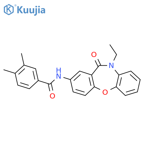 N-{9-ethyl-10-oxo-2-oxa-9-azatricyclo9.4.0.0^{3,8}pentadeca-1(11),3(8),4,6,12,14-hexaen-13-yl}-3,4-dimethylbenzamide structure