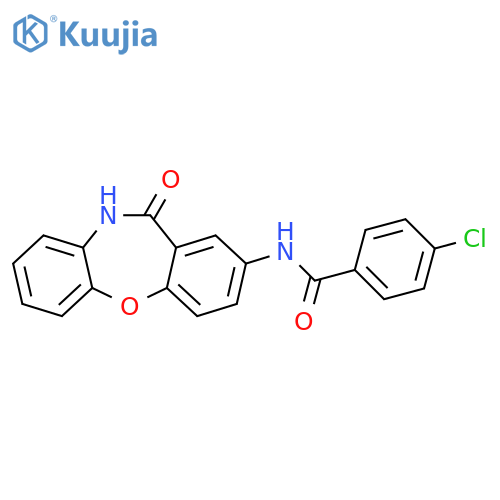4-chloro-N-{10-oxo-2-oxa-9-azatricyclo9.4.0.0^{3,8}pentadeca-1(11),3(8),4,6,12,14-hexaen-13-yl}benzamide structure
