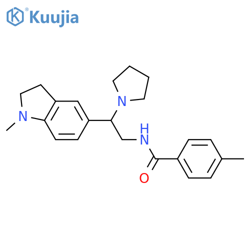 4-methyl-N-2-(1-methyl-2,3-dihydro-1H-indol-5-yl)-2-(pyrrolidin-1-yl)ethylbenzamide structure
