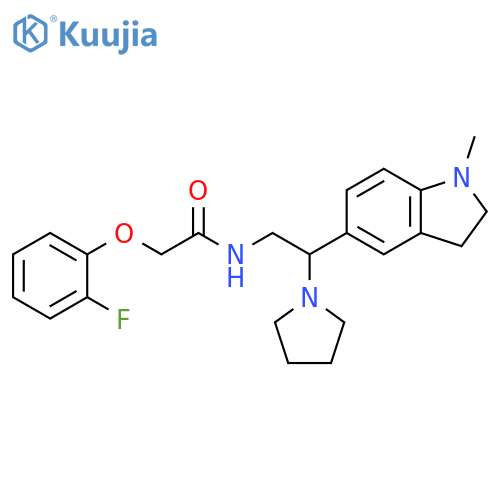 2-(2-fluorophenoxy)-N-2-(1-methyl-2,3-dihydro-1H-indol-5-yl)-2-(pyrrolidin-1-yl)ethylacetamide structure