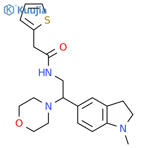 N-2-(1-methyl-2,3-dihydro-1H-indol-5-yl)-2-(morpholin-4-yl)ethyl-2-(thiophen-2-yl)acetamide structure