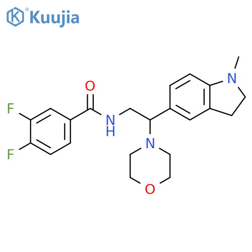 3,4-difluoro-N-2-(1-methyl-2,3-dihydro-1H-indol-5-yl)-2-(morpholin-4-yl)ethylbenzamide structure