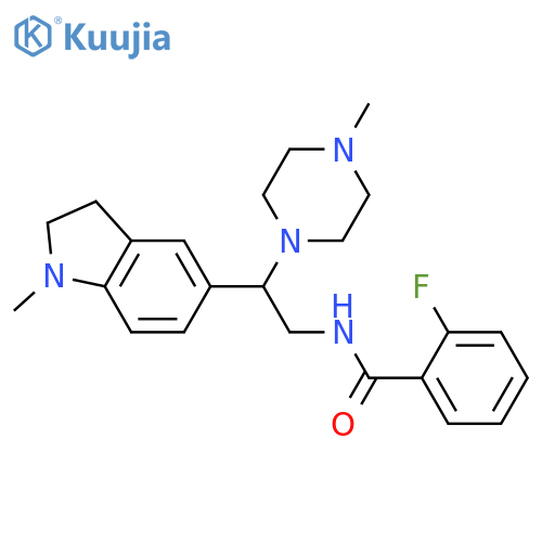 2-fluoro-N-2-(1-methyl-2,3-dihydro-1H-indol-5-yl)-2-(4-methylpiperazin-1-yl)ethylbenzamide structure