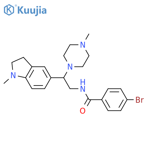 4-bromo-N-2-(1-methyl-2,3-dihydro-1H-indol-5-yl)-2-(4-methylpiperazin-1-yl)ethylbenzamide structure