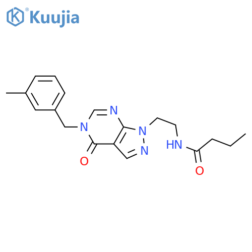 N-(2-{5-(3-methylphenyl)methyl-4-oxo-1H,4H,5H-pyrazolo3,4-dpyrimidin-1-yl}ethyl)butanamide structure