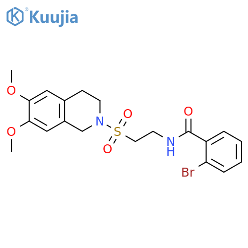 2-bromo-N-{2-(6,7-dimethoxy-1,2,3,4-tetrahydroisoquinolin-2-yl)sulfonylethyl}benzamide structure