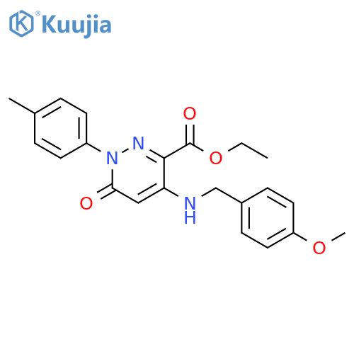ethyl 4-{(4-methoxyphenyl)methylamino}-1-(4-methylphenyl)-6-oxo-1,6-dihydropyridazine-3-carboxylate structure