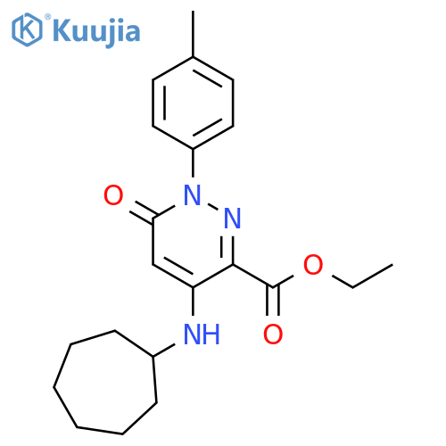 ethyl 4-(cycloheptylamino)-1-(4-methylphenyl)-6-oxo-1,6-dihydropyridazine-3-carboxylate structure